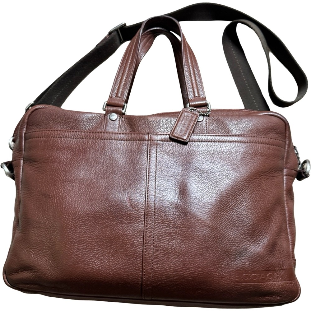 Coach Transatlantic F70354 Brown Leather Laptop Briefcase Messenger Bag